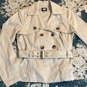 Old Navy Cream Double-Breasted Trench Coat Jacket
